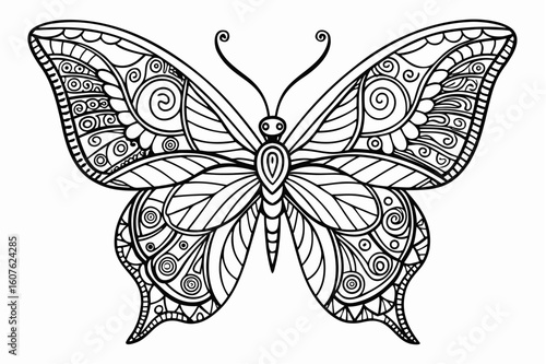 A striking vintage black butterfly silhouette vector illustration for tattoo design or nature decoration