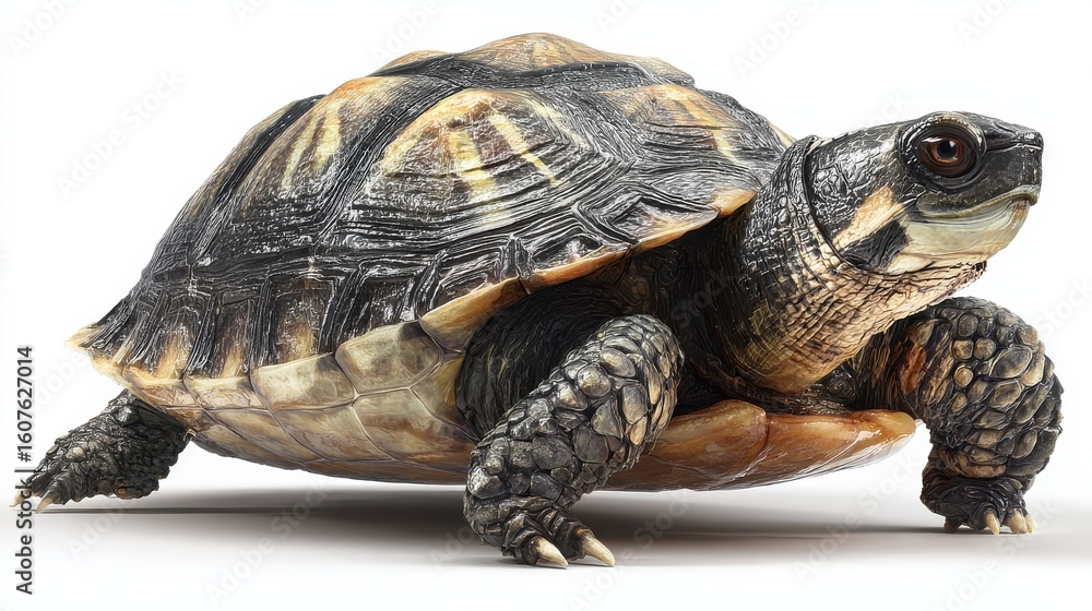 Fototapeta premium single turtle animal isolated in pure white background