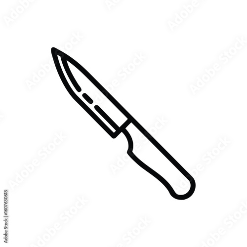 Outline a kitchen knife on a cooking utensil