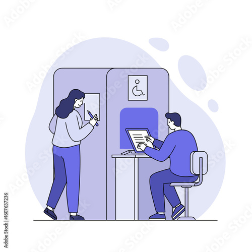 Accessible voting booth with assistance from another person  