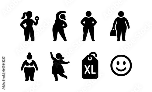 Curvy woman icons: celebrating plus size silhouettes with fashion and wellness themes