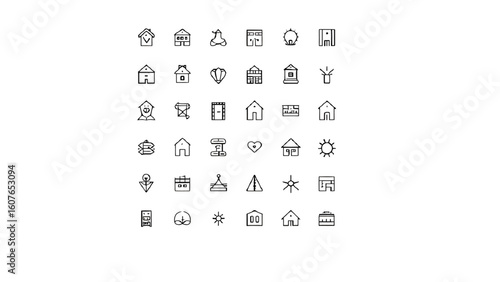 Elegant outline icons collection offering versatility for design projects and website creation providing a modern minimalist touch for any application