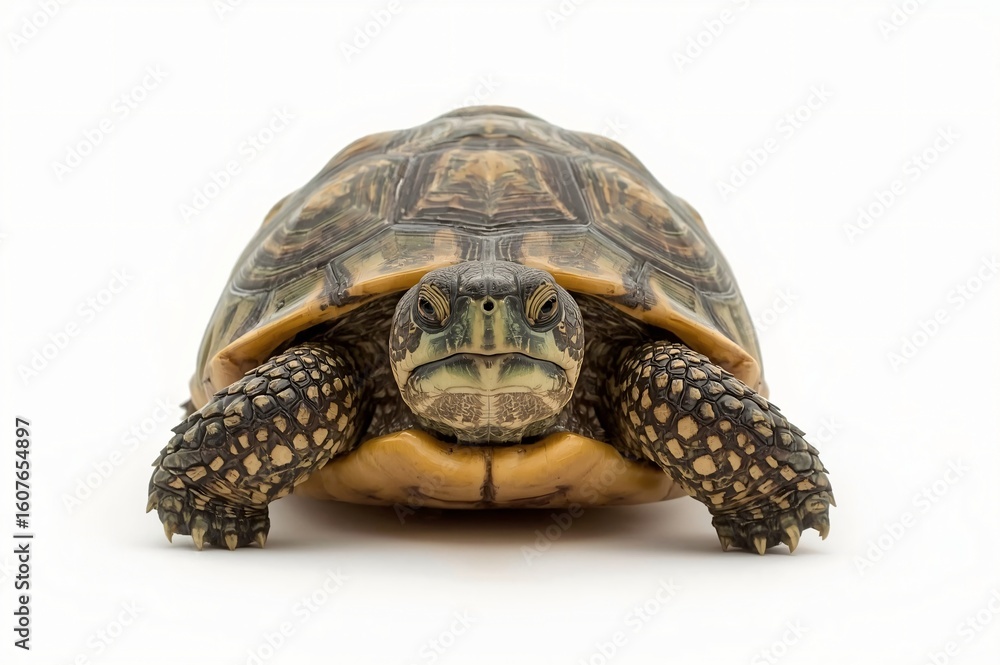 Obraz premium Studio Tortoise Facing Forward, White Background