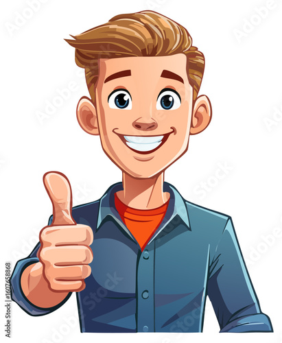 Man giving the thumbs up gesture, cartoon clipart, isolated 