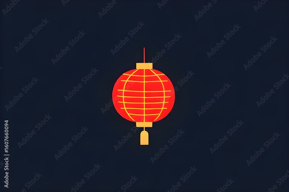 Obraz premium beautiful flat-style logo design depicting Chinese lantern, creative flat-style logo design, trending on dribbble, featured on behance, portfolio piece, minimal flat design, breathtaking graphic desig