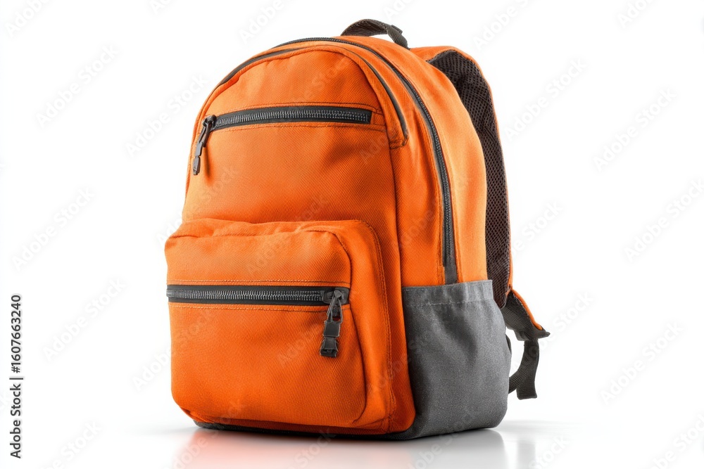 Bright Orange School Backpack Isolated on White Background for Educational Use Bright Orange School Backpack Isolated on White Background for Educational Use
