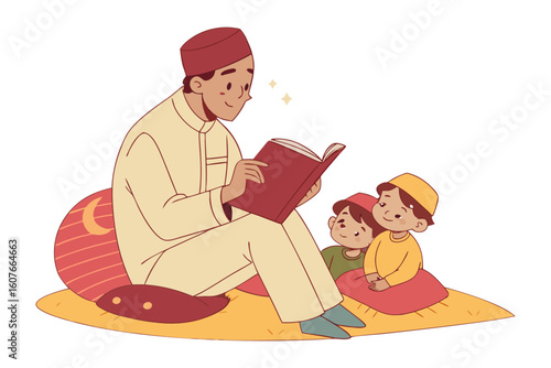 Young muslim woman wearing hijab selects a book from a wooden bookshelf in a library or bookstore