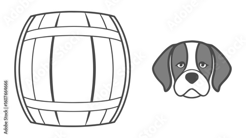 Minimalist line illustration of a Saint Bernard.