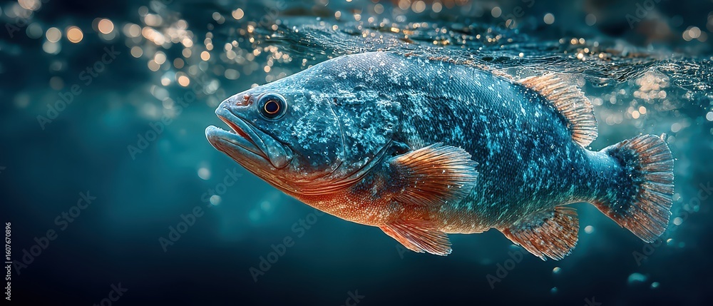 Fototapeta premium Colorful freshwater fish swimming in clear water