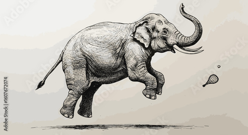 Elephant in mid-air jump