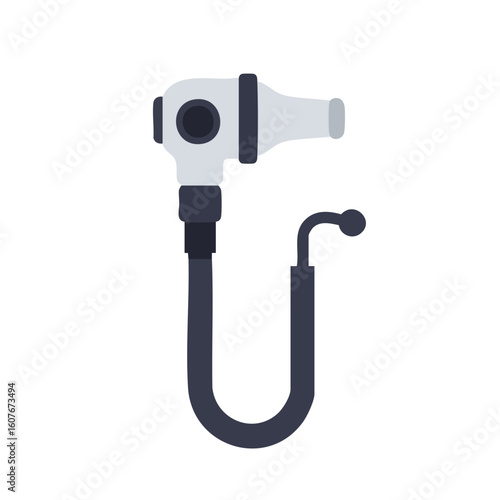Vector illustration of ear scope otoscope flat style on white background, medical diagnostic tool