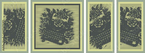  Vintage floral typewriter dot halftone home decor vector variation digital art vintage color design