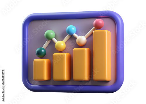 analytics graph icon, 3d rendering isolated on white | analytics graph icon