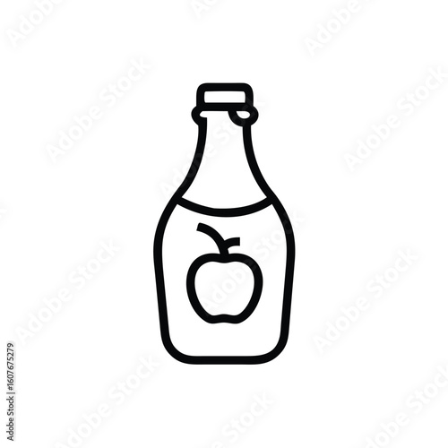 Outline apple cider bottle with apple icon on drink beverage