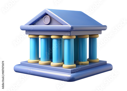 bank building icon, 3d rendering isolated on white | bank building icon