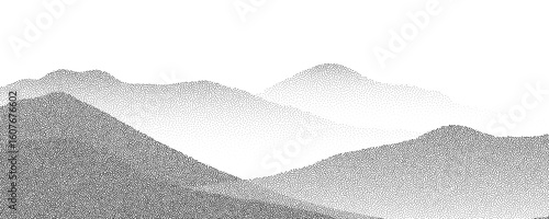 Halftone stipple mountain with brutalist retro photocopy noise, grunge punk Y2K collage style, vintage vector illustration with mound.Pointillism textured illustration.