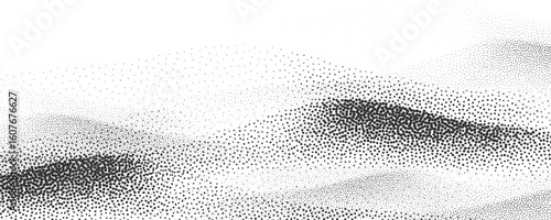 Halftone stipple mountain with brutalist retro photocopy noise, grunge punk Y2K collage style, vintage vector illustration with mound.Pointillism textured illustration.