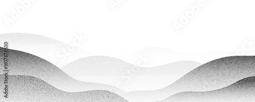 Halftone stipple mountain with brutalist retro photocopy noise, grunge punk Y2K collage style, vintage vector illustration with mound.Pointillism textured illustration.
