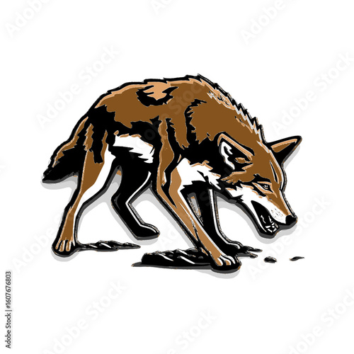 Aggressive Coyote Vector – Full Body Snarling Coyote Logo for Hunters and Outdoor Brands