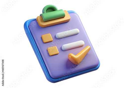 clipboard with checkmark, 3d rendering isolated on white | clipboard with checkmark icon, 3d rendering isolated on white