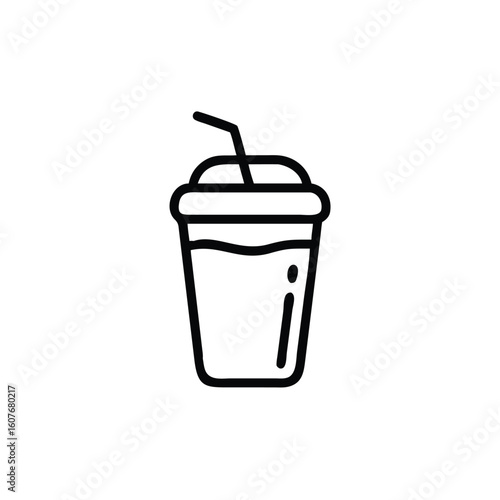 Outline icon a smoothie jar with straw on drink beverage