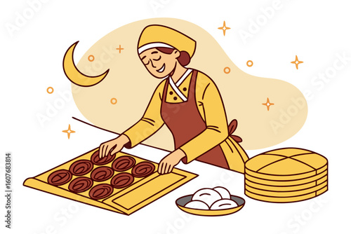 Ancient craftsman meticulously constructs a wooden structure using traditional tools and techniques