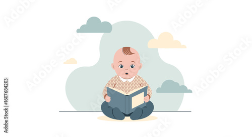 Baby Learns With Open Book, A World Of Imagination Unfolds To Newborn