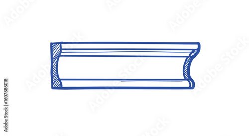 Sketch of a curved architectural crown molding profile in blue ink  