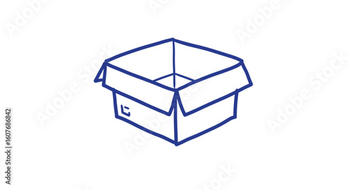 Open cardboard box in a simple line drawing style. lost and found box  