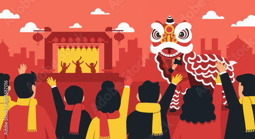 Celebrating Chinese New Year With Traditional Lion Dance Performance