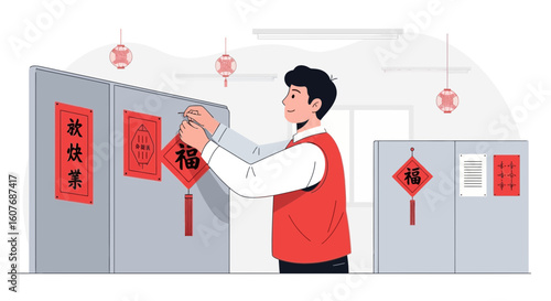 Celebrating Lunar New Year In Office Decorating With Traditional Decorations