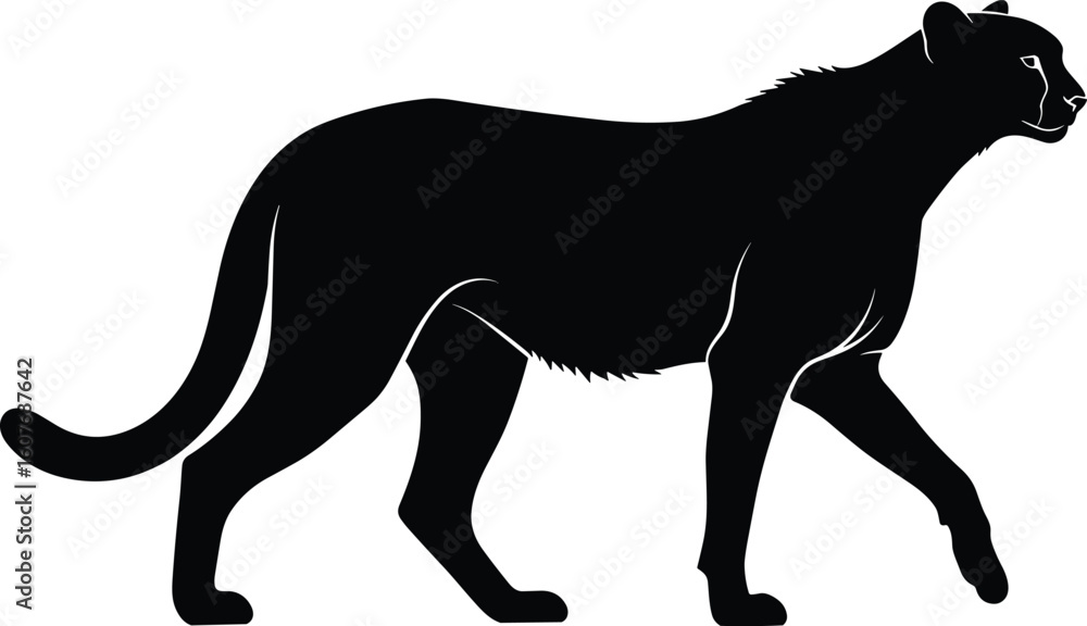 custom made wallpaper toronto digitalVector silhouette of walking panther in black, graceful big cat illustration showing tail, legs, and wild animal posture design