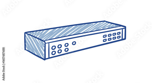 server rack rail. Stylized drawing of a rectangular audio mixer with knobs  