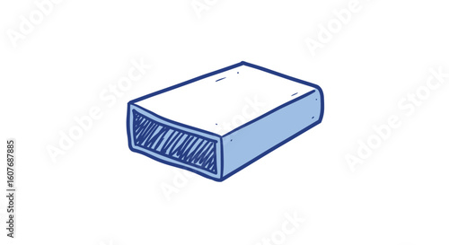 soundproofing panel edge. Simple blue rectangular block illustration in minimal style  