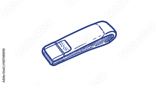 velcro cable strap. Simple blue stapler illustration on white background  