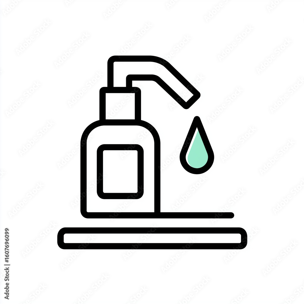Soap dispenser with a droplet on a white background Soap dispenser with a droplet on a white background