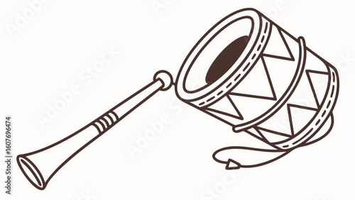 Traditional Indian Horn and Drum Line Art