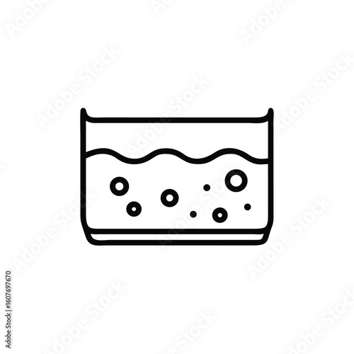 Minimalist outline icon a rectangular aquarium tank with bubbling water fishbowl