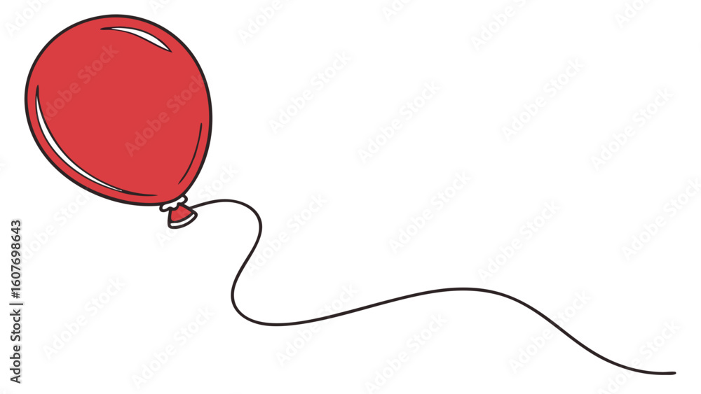 Obraz premium Red Balloon Illustration - Simple Joyful Graphic Element