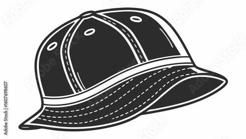 Bucket Hat Illustration: Black and White Sportswear