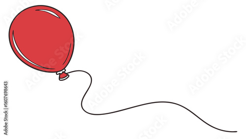 Red Balloon Illustration - Simple Joyful Graphic Element