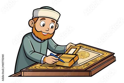 Muslim woman in hijab and vest with clipboard part of a zakat team overseeing donation boxes