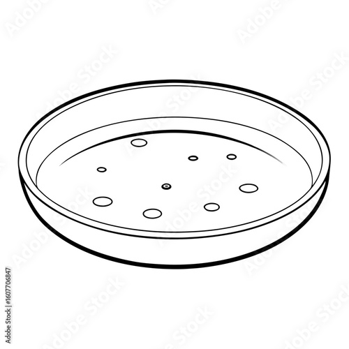 Empty petri dish in simple outline design with circular shape  