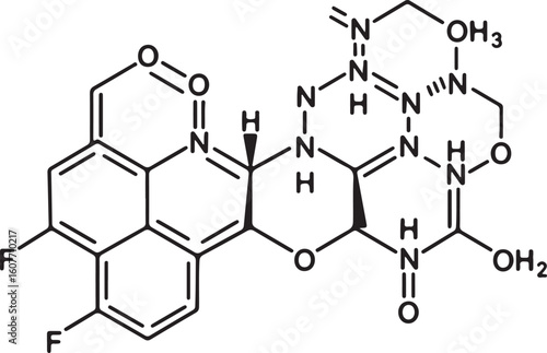 Complex Chemical Structure with Fluorine and Nitrogen Heterocycles A Detailed Scientific Diagram of a Novel Compound