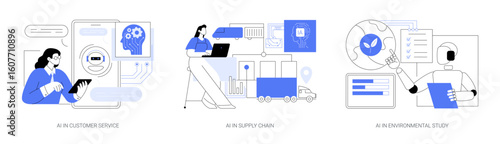 AI Solutions for Efficiency abstract concept vector illustrations.