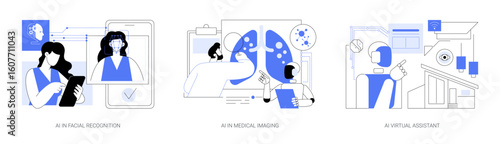 AI in Smart Technology abstract concept vector illustrations.