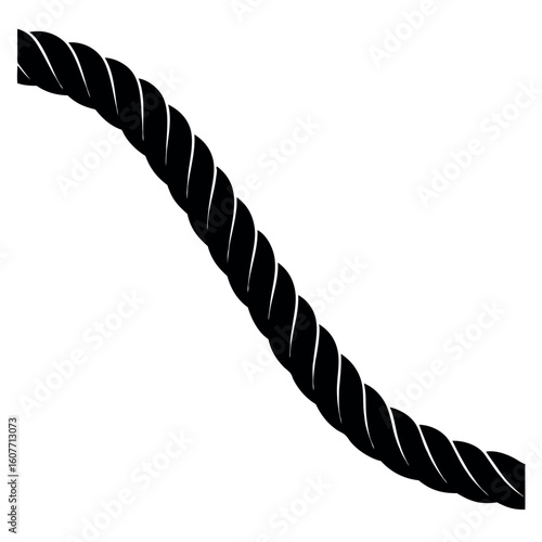 Art of a thick black twisted rope isolated on a white background