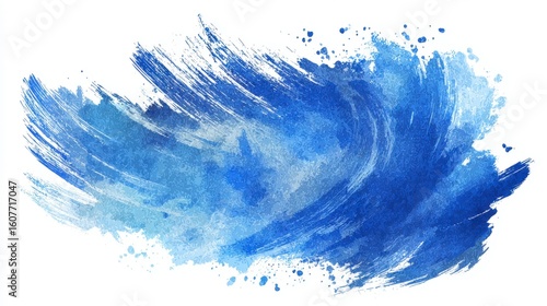 Blue watercolor splash background swirling brush stroke