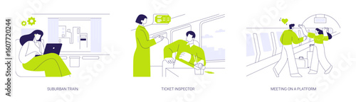 Urban rail transport abstract concept vector illustrations.