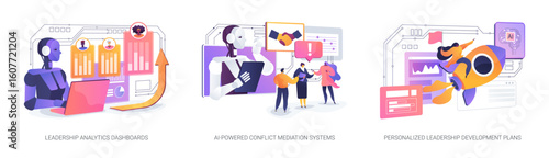 AI-Powered Leadership Insights abstract concept vector illustrations.